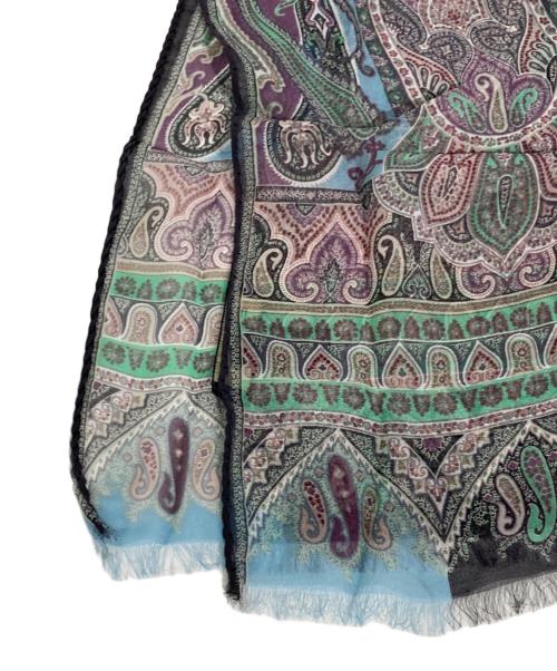 ETRO（エトロ）ETRO (エトロ) ペイズリー柄シルクストール グリーン×パープルの古着・服飾アイテム