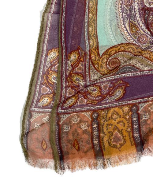 ETRO（エトロ）ETRO (エトロ) ペイズリー柄シルクストール パープル×オレンジの古着・服飾アイテム