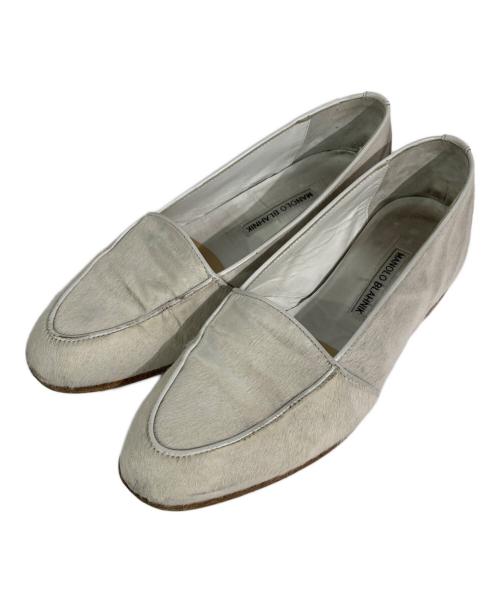 Manolo Blahnik（マノロ ブラニク）Manolo Blahnik (マノロ ブラニク) ハラコローファー アイボリー サイズ:6の古着・服飾アイテム