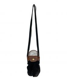 LONGCHAMP×FILT（ロンシャン×フィルト）の古着「メッシュミニショルダーバッグ」｜ブラウン×ブラック