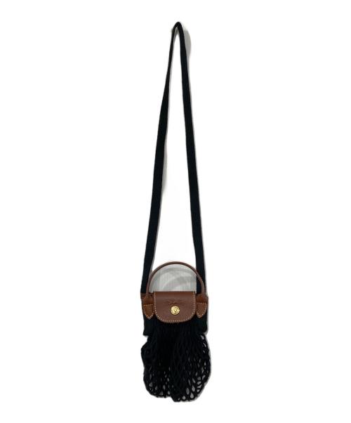 LONGCHAMP（ロンシャン）LONGCHAMP (ロンシャン) FILT (フィルト) メッシュミニショルダーバッグ ブラウン×ブラックの古着・服飾アイテム