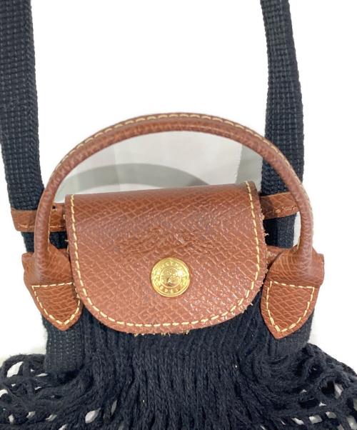 LONGCHAMP（ロンシャン）LONGCHAMP (ロンシャン) FILT (フィルト) メッシュミニショルダーバッグ ブラウン×ブラックの古着・服飾アイテム
