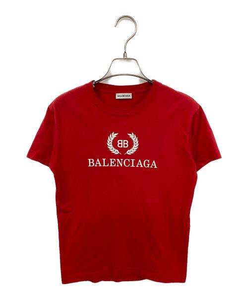 BALENCIAGA（バレンシアガ）BALENCIAGA (バレンシアガ) BBプリントTシャツ レッド サイズ:Sの古着・服飾アイテム