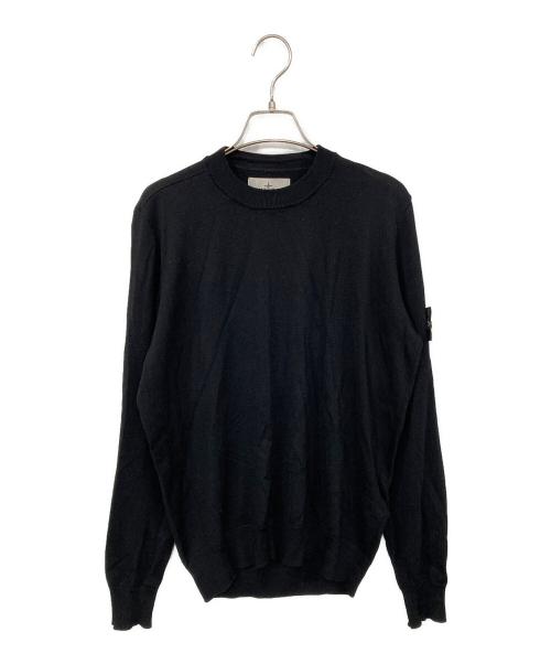 STONE ISLAND（ストーンアイランド）STONE ISLAND (ストーンアイランド) ワッペン付クルーネックニット ブラック サイズ:Sの古着・服飾アイテム