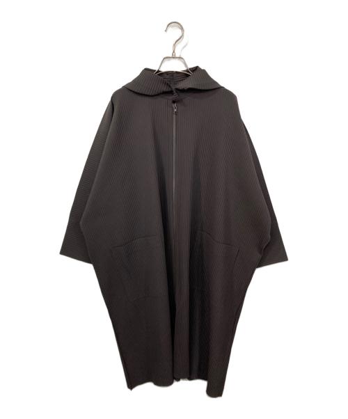 me ISSEY MIYAKE（ミーイッセイ ミヤケ）me ISSEY MIYAKE (ミーイッセイ ミヤケ) プリーツ加工フード付きロングコート グレー サイズ:表記無しの古着・服飾アイテム