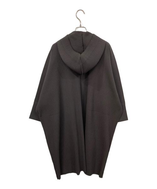 me ISSEY MIYAKE（ミーイッセイ ミヤケ）me ISSEY MIYAKE (ミーイッセイ ミヤケ) プリーツ加工フード付きロングコート グレー サイズ:表記無しの古着・服飾アイテム