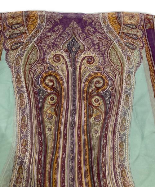 ETRO（エトロ）ETRO (エトロ) ペイズリー柄シルクストール ブラウン×パープルの古着・服飾アイテム
