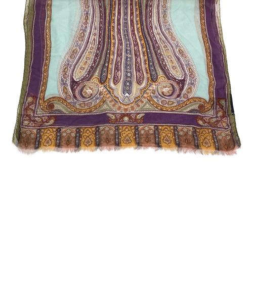 ETRO（エトロ）ETRO (エトロ) ペイズリー柄シルクストール ブラウン×パープルの古着・服飾アイテム