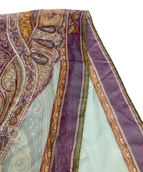 ETRO（エトロ）ETRO (エトロ) ペイズリー柄シルクストール ブラウン×パープルの古着・服飾アイテム