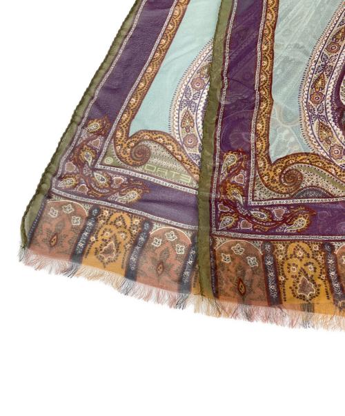ETRO（エトロ）ETRO (エトロ) ペイズリー柄シルクストール ブラウン×パープルの古着・服飾アイテム