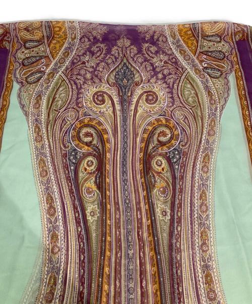ETRO（エトロ）ETRO (エトロ) ペイズリー柄シルクストール ブラウン×パープルの古着・服飾アイテム