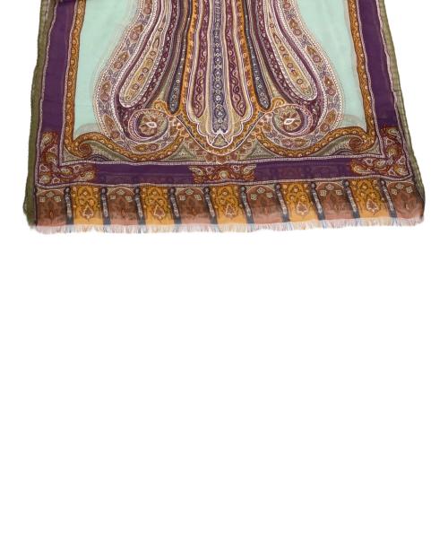 ETRO（エトロ）ETRO (エトロ) ペイズリー柄シルクストール ブラウン×パープルの古着・服飾アイテム