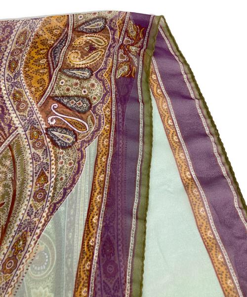 ETRO（エトロ）ETRO (エトロ) ペイズリー柄シルクストール ブラウン×パープルの古着・服飾アイテム