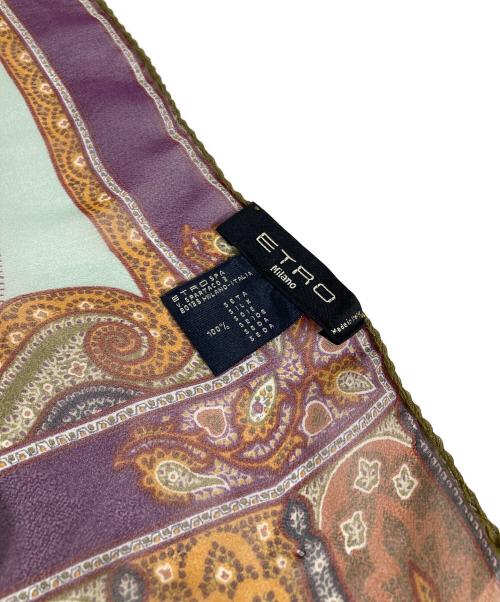 ETRO（エトロ）ETRO (エトロ) ペイズリー柄シルクストール ブラウン×パープルの古着・服飾アイテム