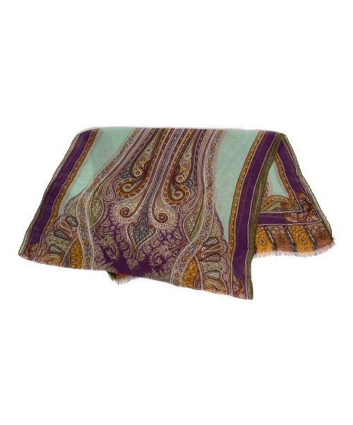 ETRO（エトロ）ETRO (エトロ) ペイズリー柄シルクストール ブラウン×パープルの古着・服飾アイテム