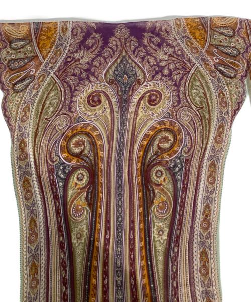 ETRO（エトロ）ETRO (エトロ) ペイズリー柄シルクストール ブラウン×パープルの古着・服飾アイテム