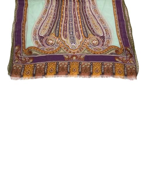 ETRO（エトロ）ETRO (エトロ) ペイズリー柄シルクストール ブラウン×パープルの古着・服飾アイテム