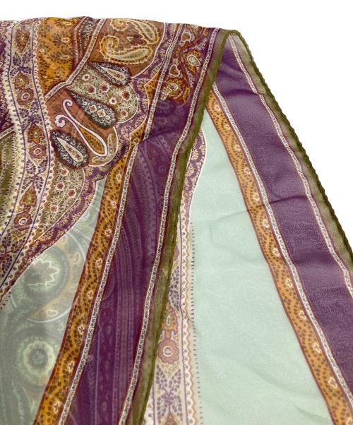 ETRO（エトロ）ETRO (エトロ) ペイズリー柄シルクストール ブラウン×パープルの古着・服飾アイテム