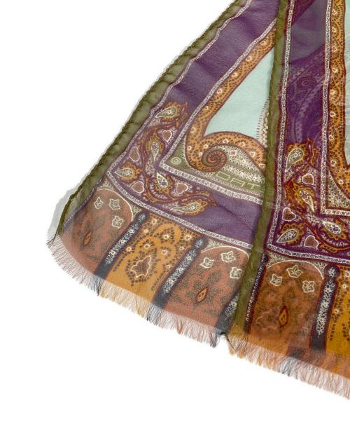 ETRO（エトロ）ETRO (エトロ) ペイズリー柄シルクストール ブラウン×パープルの古着・服飾アイテム