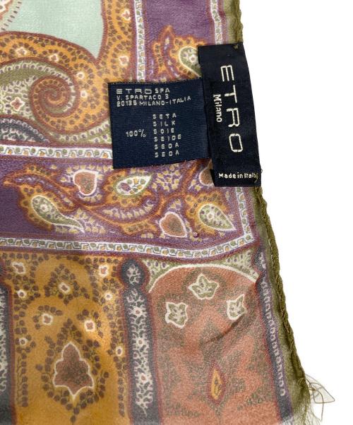 ETRO（エトロ）ETRO (エトロ) ペイズリー柄シルクストール ブラウン×パープルの古着・服飾アイテム
