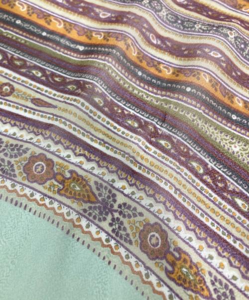 ETRO（エトロ）ETRO (エトロ) ペイズリー柄シルクストール ブラウン×パープルの古着・服飾アイテム