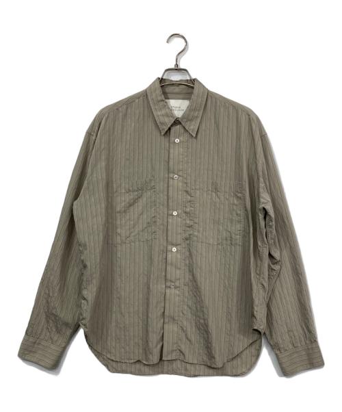 STUDIO NICHOLSON（スタジオ ニコルソン）STUDIO NICHOLSON (スタジオ ニコルソン) ストライプシャツ ベージュ サイズ:Mの古着・服飾アイテム