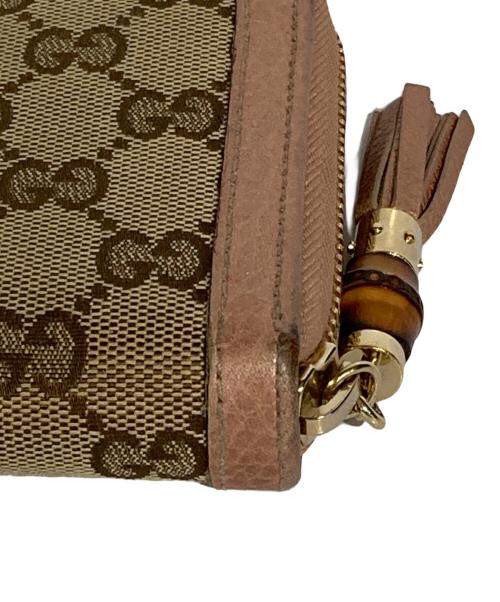 GUCCI（グッチ）GUCCI (グッチ) バンブータッセルラウンドファスナー長財布 ベージュ×ピンクの古着・服飾アイテム