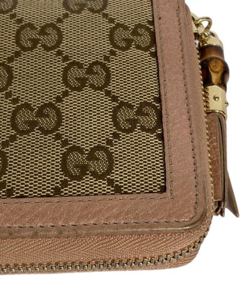 GUCCI（グッチ）GUCCI (グッチ) バンブータッセルラウンドファスナー長財布 ベージュ×ピンクの古着・服飾アイテム