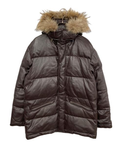 PAUL SMITH（ポールスミス）Paul Smith (ポールスミス) ラムレザーダウンジャケット ブラウン サイズ:Mの古着・服飾アイテム