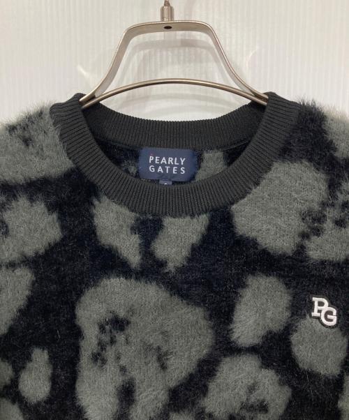 PEARLY GATES（パーリーゲイツ）PEARLY GATES (パーリーゲイツ) レオパ柄ニット グレー×ブラックの古着・服飾アイテム