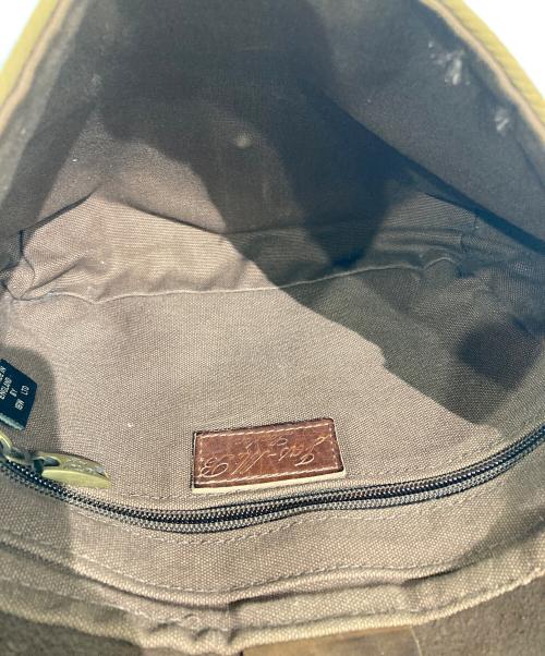 Jas-M.B.（ジャスエムビー）Jas-M.B. (ジャスエムビー) レザーフラップショルダーバッグ ベージュ×ブラウンの古着・服飾アイテム