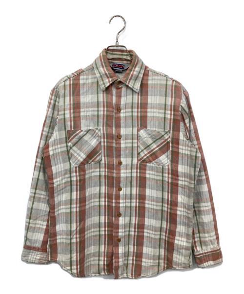 big mac（ビッグマック）BIG MAC (ビッグマック) ヘビーネルシャツ ホワイト×レッド サイズ:Mの古着・服飾アイテム