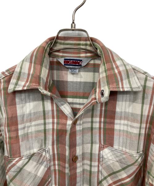 big mac（ビッグマック）BIG MAC (ビッグマック) ヘビーネルシャツ ホワイト×レッド サイズ:Mの古着・服飾アイテム