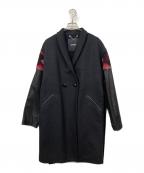 DIESELディーゼル）の古着「袖レザーチェスターコート」｜ブラック