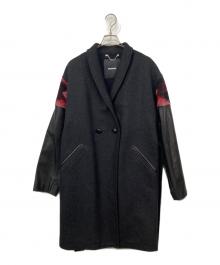 DIESEL（ディーゼル）の古着「袖レザーチェスターコート」｜ブラック
