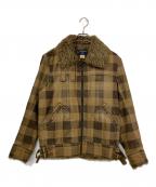 WOOLRICHウールリッチ）の古着「ボア襟チェックジャケット」｜ブラウン