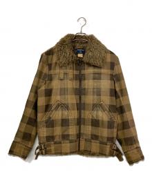 WOOLRICH（ウールリッチ）の古着「ボア襟チェックジャケット」｜ブラウン