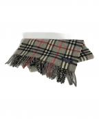 Burberry'sバーバリーズ）の古着「カシミヤマフラー」｜ベージュ×レッド