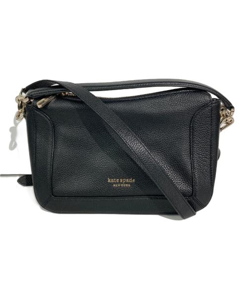 Kate Spade（ケイトスペード）Kate Spade (ケイトスペード) クラッシュペブルレザーミディアムクロスボディ ブラックの古着・服飾アイテム