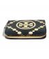 中古・古着 TORY BURCH (トリーバーチ) Tモノグラム2つ折り財布 ブラック：13000円