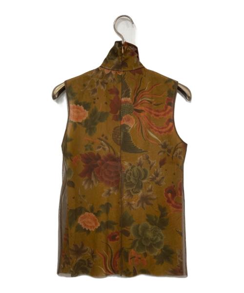 VIVIENNE TAM（ヴィヴィアンタム）VIVIENNE TAM (ヴィヴィアンタム) ノースリーブ花柄カットソー ブラウンの古着・服飾アイテム