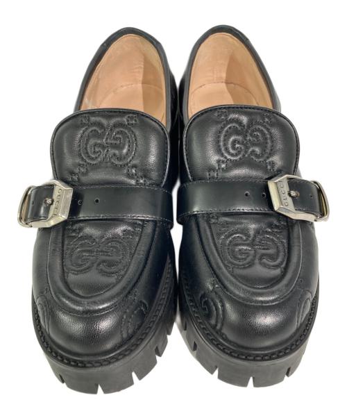 GUCCI（グッチ）GUCCI (グッチ) GG厚底ローファー ブラック サイズ:36 1/2の古着・服飾アイテム