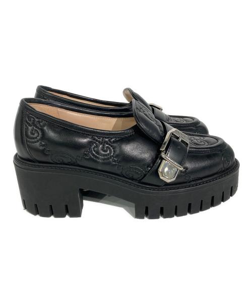 GUCCI（グッチ）GUCCI (グッチ) GG厚底ローファー ブラック サイズ:36 1/2の古着・服飾アイテム