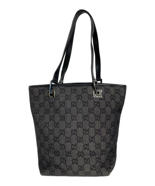 GUCCI（グッチ）GUCCI (グッチ) GGキャンバスハンドバッグ ブラック×グレーの古着・服飾アイテム