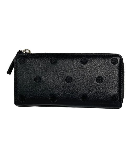 ear PAPILLONNER（イアパピヨネ）ear PAPILLONNER (イアパピヨネ) Perche (ペルケ) 本革ドット柄長財布 ブラックの古着・服飾アイテム