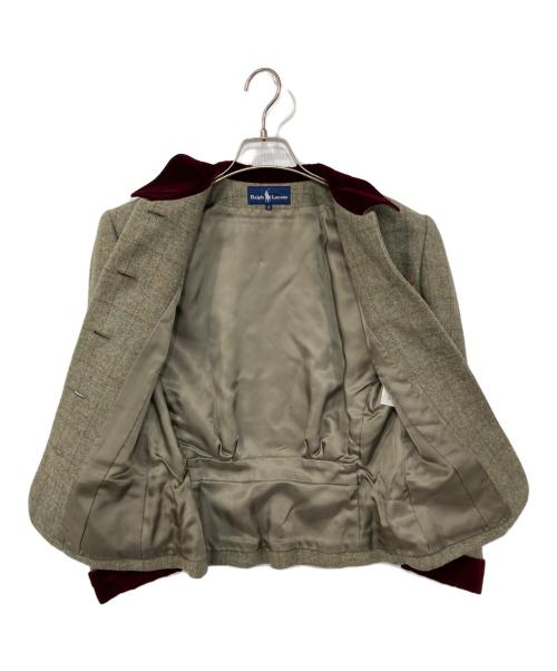 RALPH LAUREN（ラルフローレン）RALPH LAUREN (ラルフローレン) ベルベット切替ジャケット レッド×ベージュ サイズ:Ｍの古着・服飾アイテム