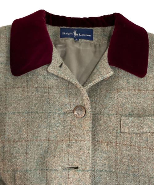 RALPH LAUREN（ラルフローレン）RALPH LAUREN (ラルフローレン) ベルベット切替ジャケット レッド×ベージュ サイズ:Ｍの古着・服飾アイテム