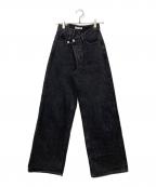 moussyマウジー）の古着「CROSS WAIST WIDE STRAIGHT デニム」｜ブラック