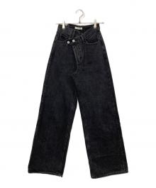 moussy（マウジー）の古着「CROSS WAIST WIDE STRAIGHT デニム」｜ブラック