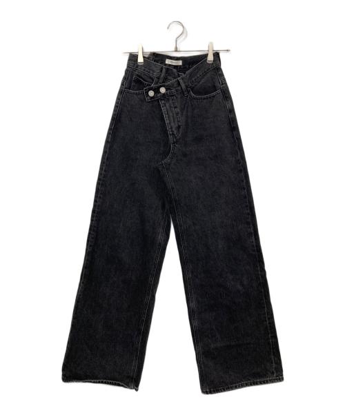 moussy（マウジー）moussy (マウジー) CROSS WAIST WIDE STRAIGHT デニム ブラックの古着・服飾アイテム